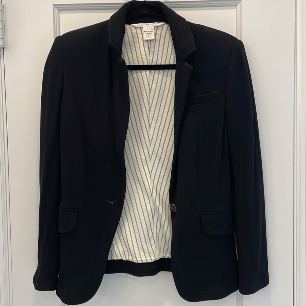 Dianne Von Furstenberg DVF Black Knit Blazer Coat